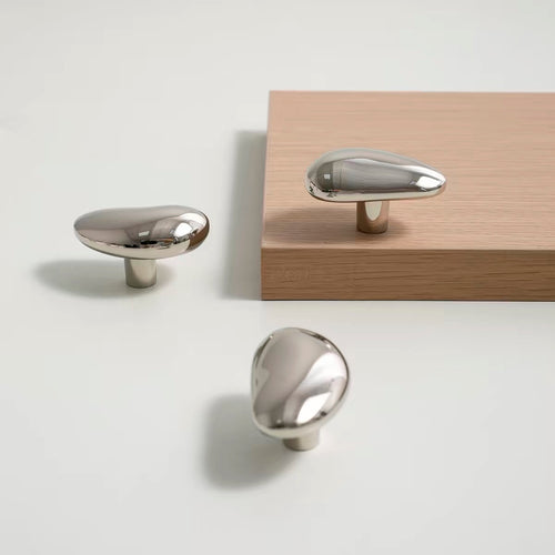 Pebble Shape Titanium Silver Cabinet Knob – Lave Studio