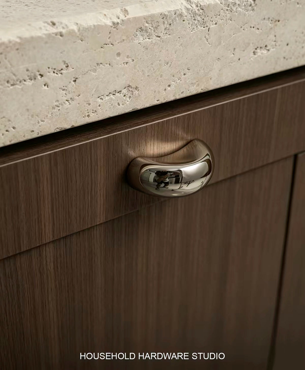 Mid-century titanium silver cabinet door handle - Lave Studio