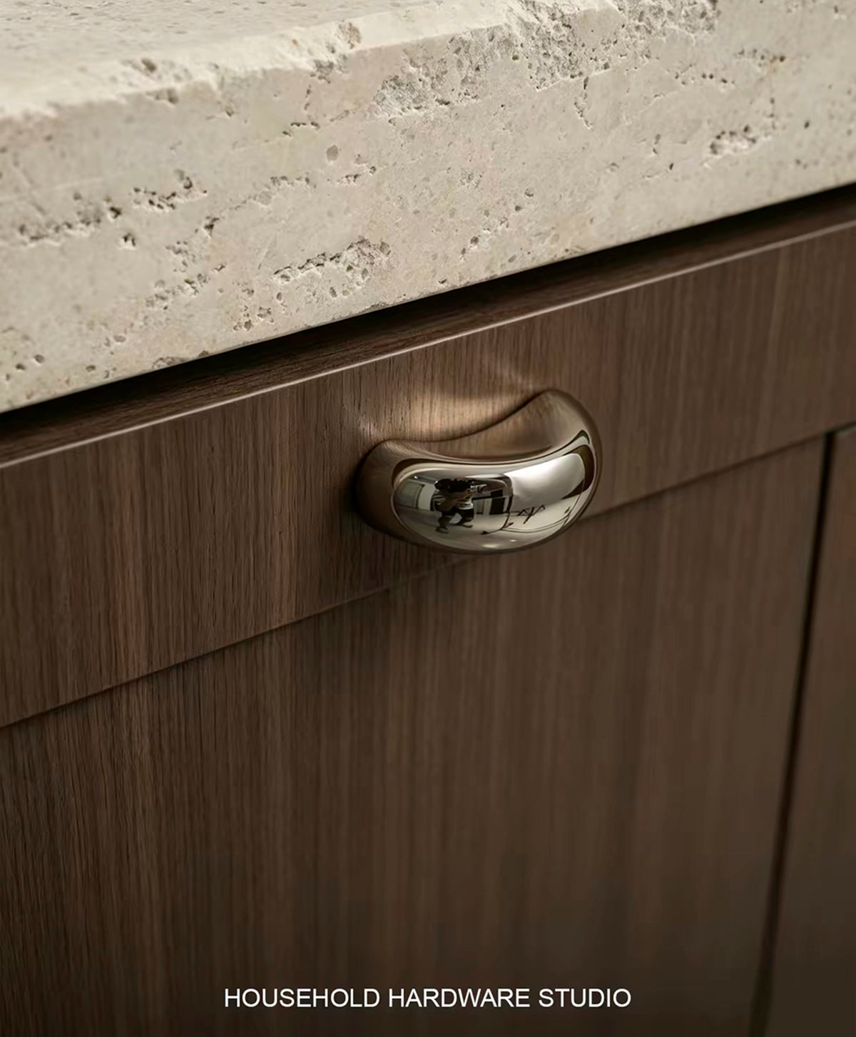 Mid-century titanium silver cabinet door handle - Lave Studio