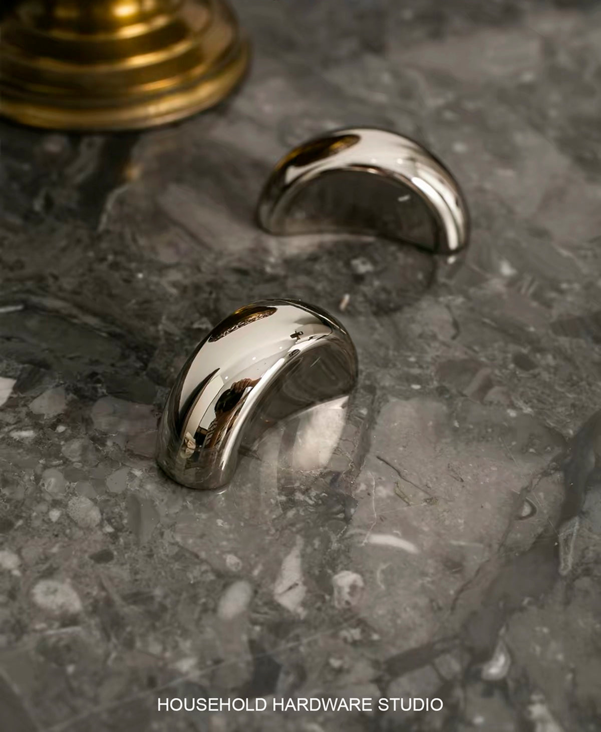 Mid-century titanium silver cabinet door handle - Lave Studio