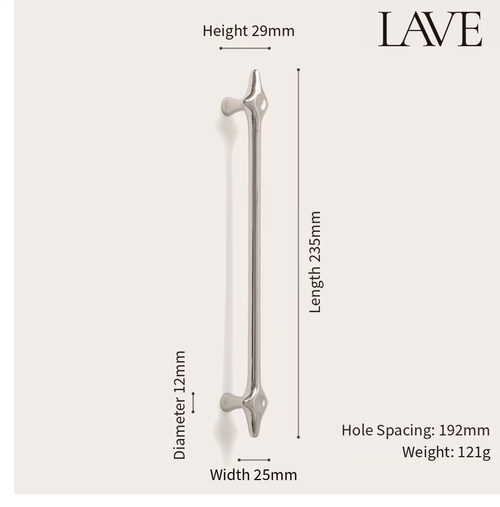 Retro-Futurism / Space Age titanium silver cabinet door handle - Lave Studio