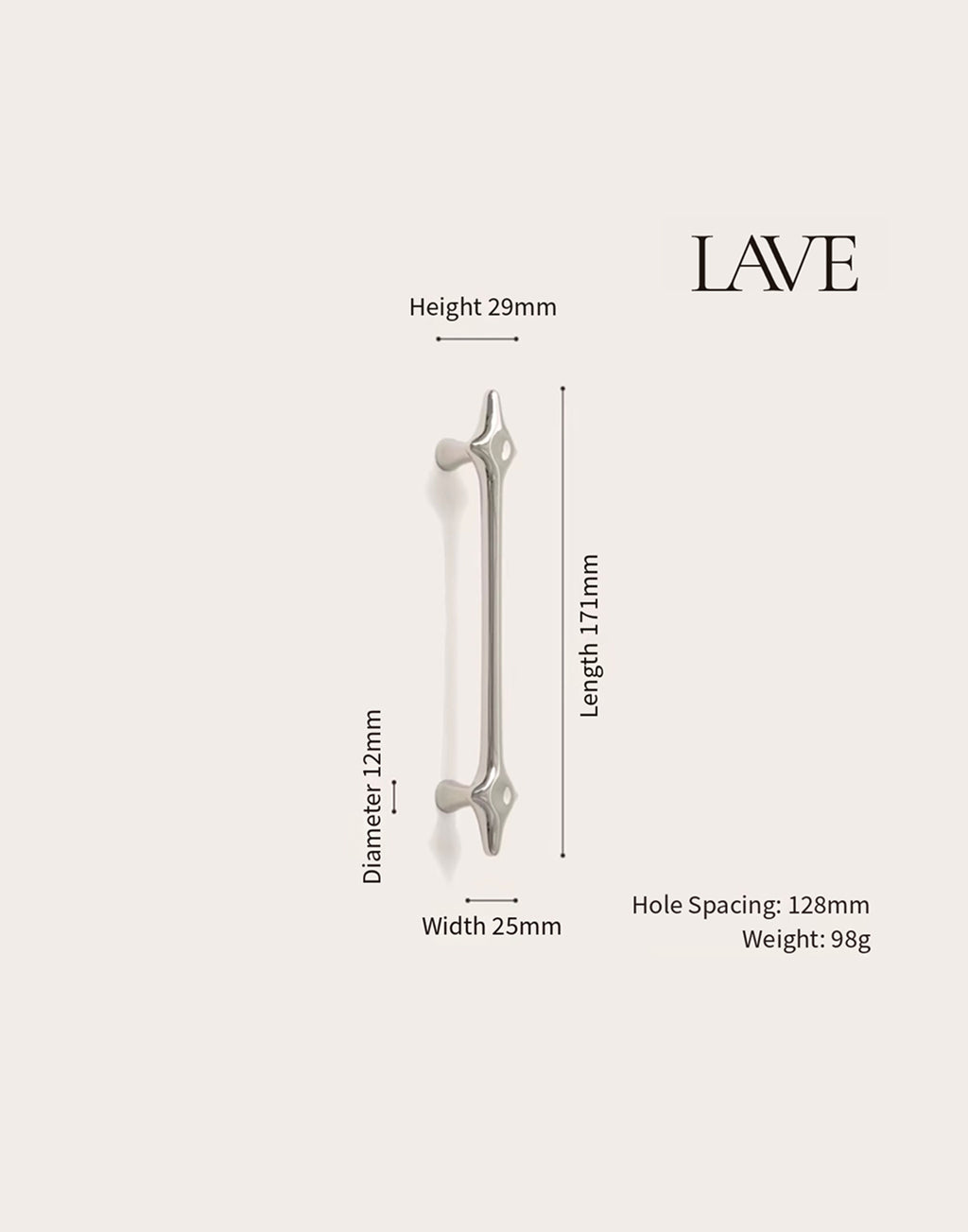 Retro-Futurism / Space Age titanium silver cabinet door handle - Lave Studio
