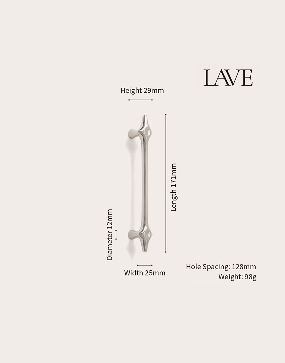 Retro-Futurism / Space Age titanium silver cabinet door handle - Lave Studio