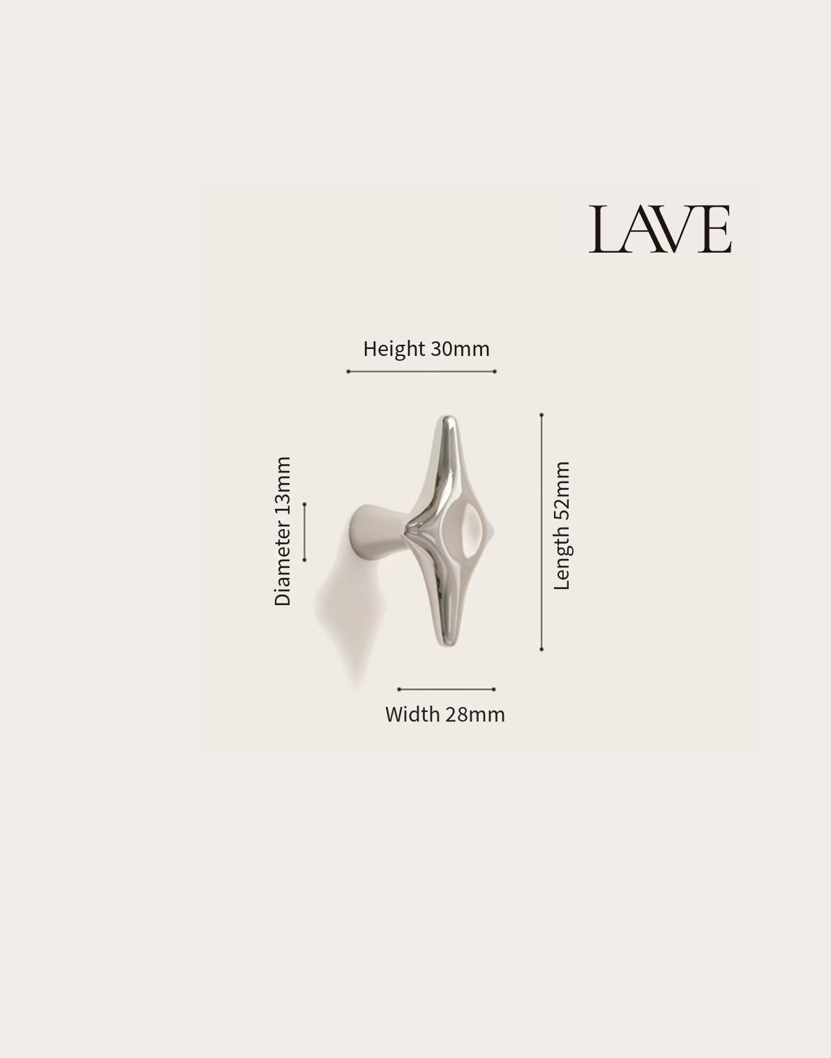 Retro-Futurism / Space Age titanium silver cabinet door handle - Lave Studio