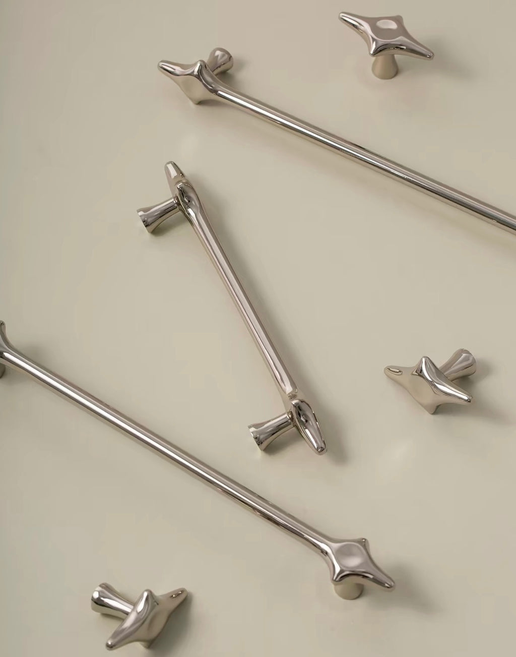 Retro-Futurism / Space Age titanium silver cabinet door handle - Lave Studio