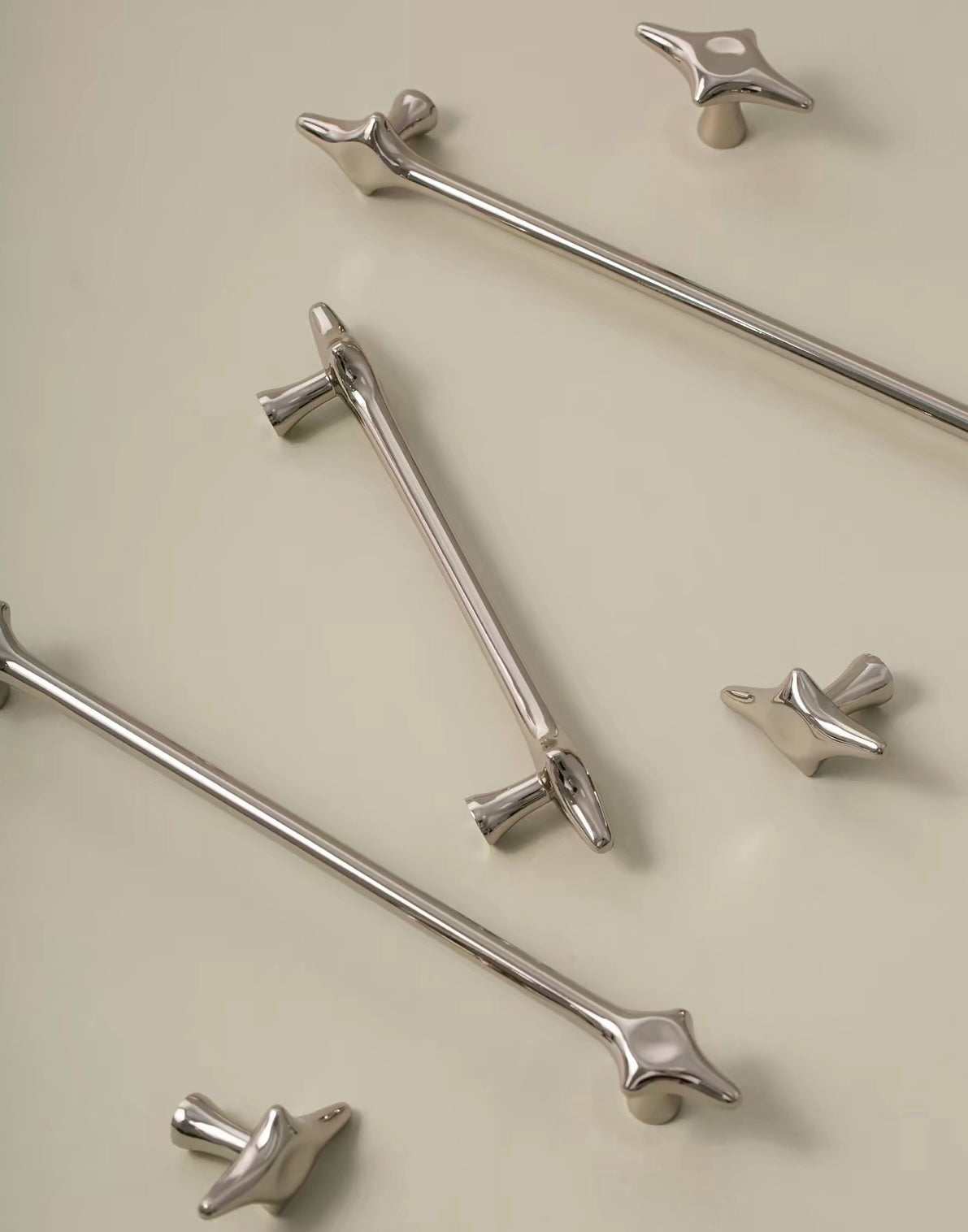 Retro-Futurism / Space Age titanium silver cabinet door handle - Lave Studio
