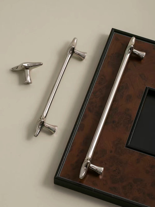 Retro-Futurism / Space Age titanium silver cabinet door handle - Lave Studio