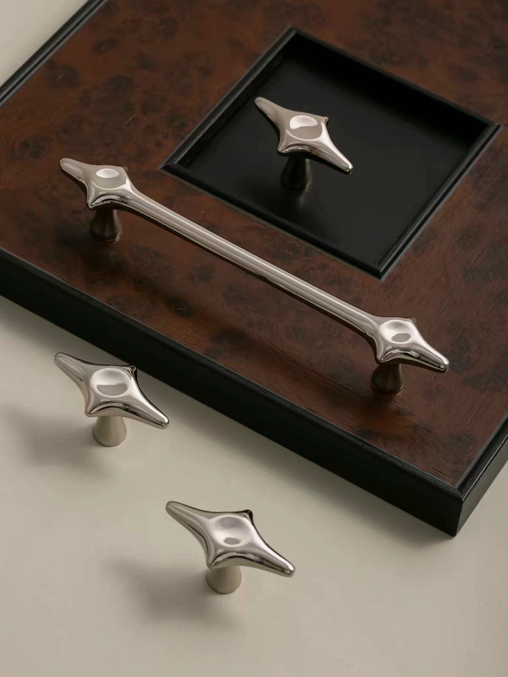 Retro-Futurism / Space Age titanium silver cabinet door handle - Lave Studio