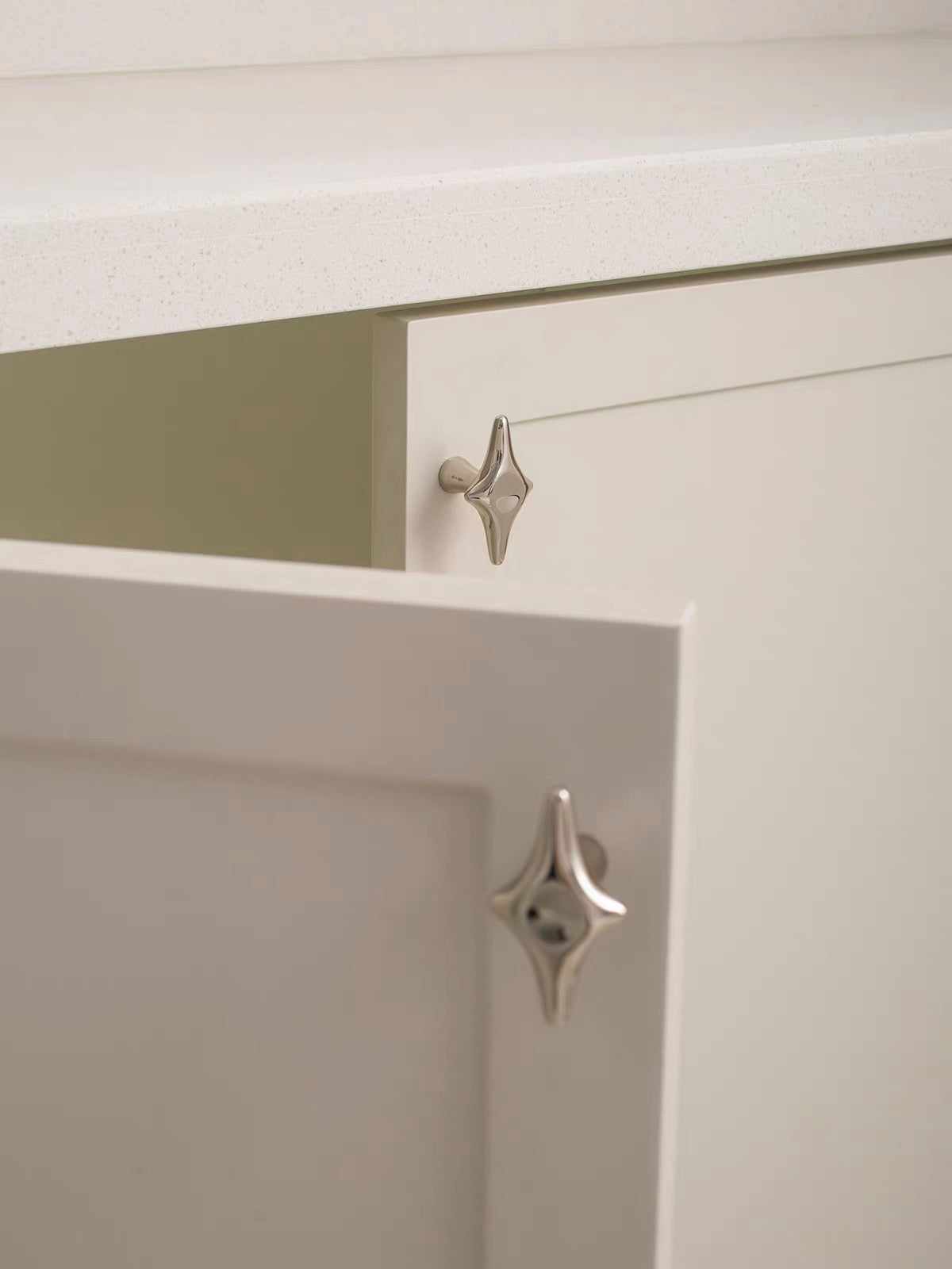 Retro-Futurism / Space Age titanium silver cabinet door handle - Lave Studio